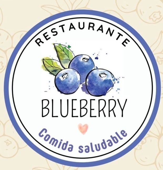 Logotipo completo de Blueberry, restaurante de comida saludable