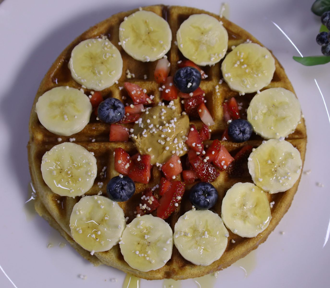Waffles con fruta, referencia del menú Blueberry